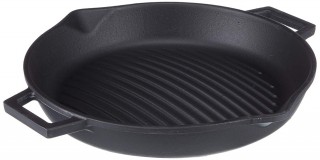 Lava Döküm Yuvarlak Metal Kulplu Izgara Tava 30 cm