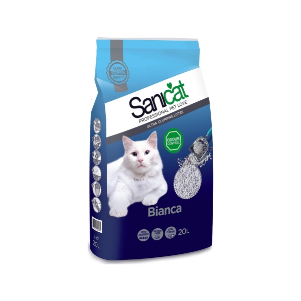 Sanicat Bianca Topaklaşan Kokusuz Emici Doğal 5 lt Kedi Kumu