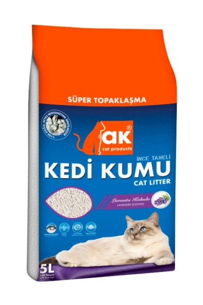 Akkum Lavanta Kokulu İnce Taneli 5 kg Kedi Kumu (İnce Taneli)