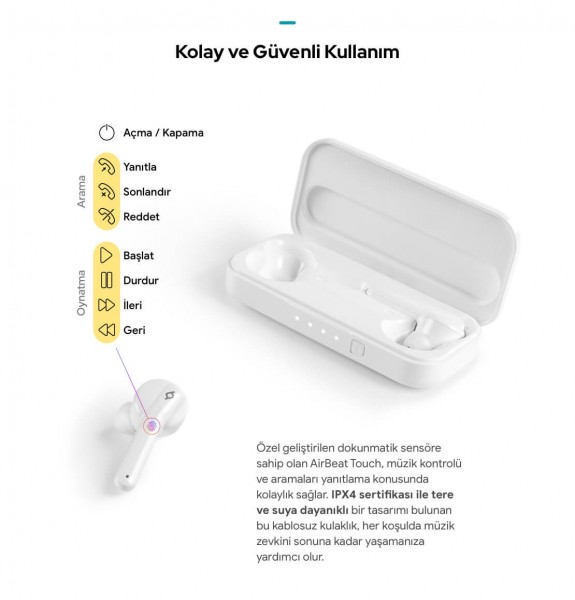 ttec AirBeat Touch Tam Kablosuz Kulaklık