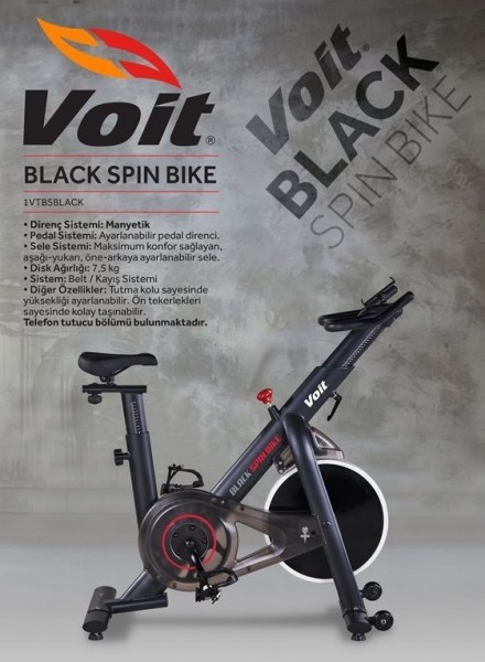 Voit Black Spin Bike Siyah Dikey Bisiklet