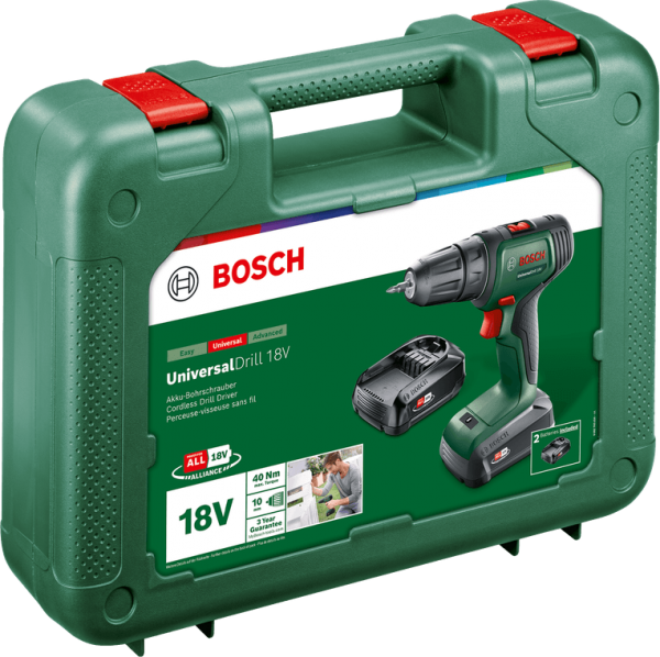 Bosch UniversalDrill 18V (2x1.5Ah) Akülü Matkap (2 Akülü)