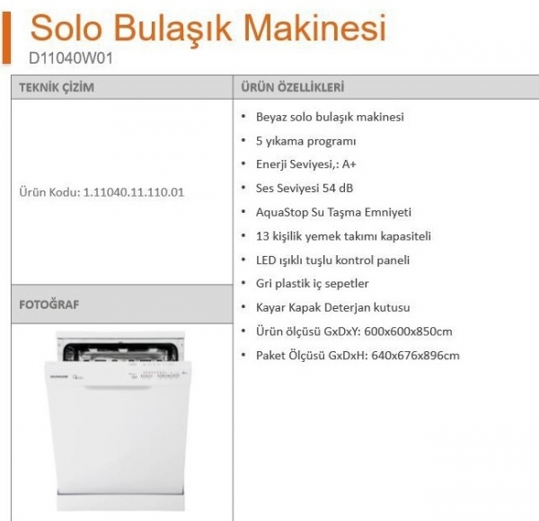 Silverline D11040W01 Bulaşık Makinesi