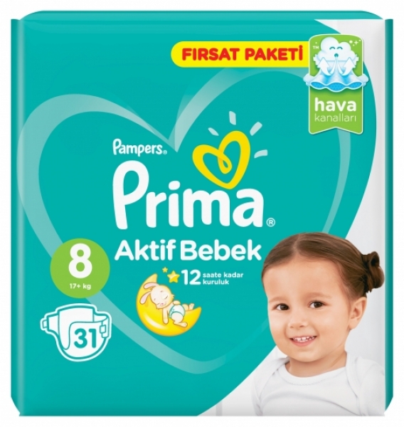 Prima Aktif Bebek 8 Beden 31 Adet Bebek Bezi