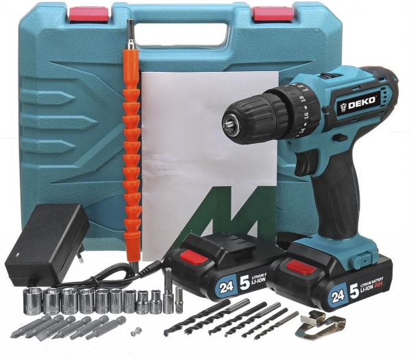 Deko Pro 24 V 5 Ah Darbesiz + Set Akülü Matkap