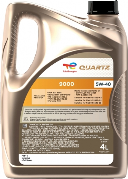 TotalEnergies Quartz 9000 5W-40 Motor Yağı (4 litre)