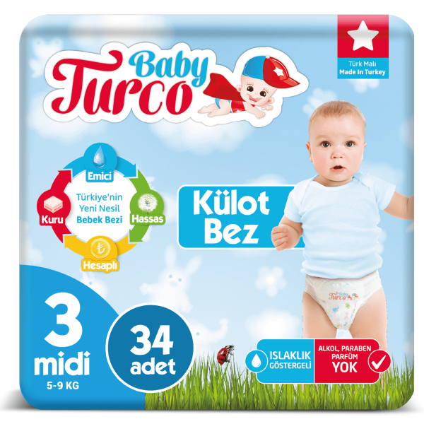 Baby Turco Külot Bez 3 Beden Bebek Bezi