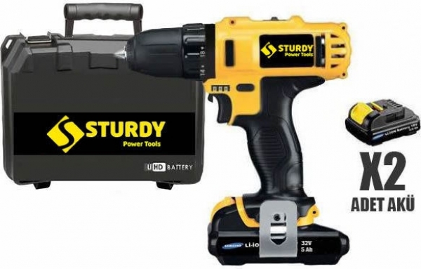Sturdy 32 V 5 Ah Darbeli Akülü Matkap (Sarı)