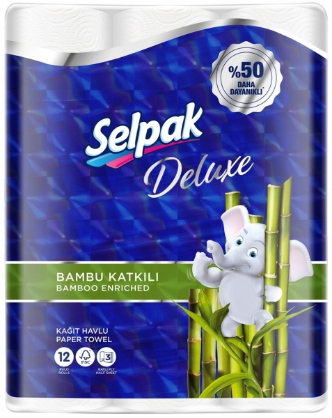 Selpak Deluxe Bambu Kağıt Havlu 12 Rulo (12 Rulo)