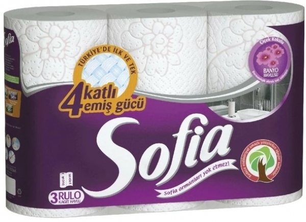 Sofia Banyo Çiçek Kokulu Kağıt Havlu 3 Rulo (3 Rulo)