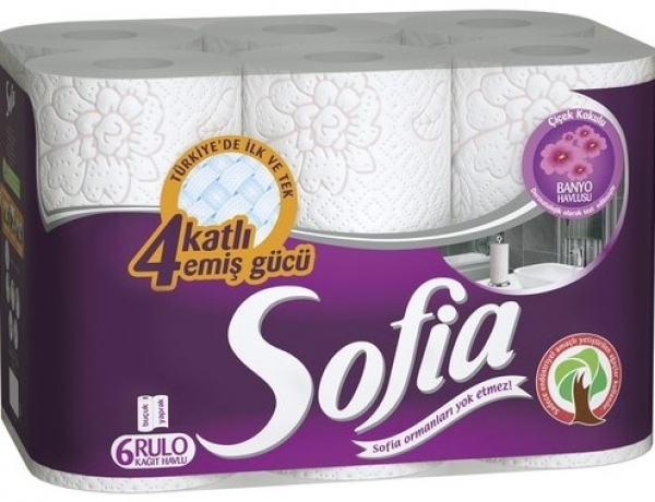 Sofia Banyo Çiçek Kokulu Kağıt Havlu 6 Rulo (6 Rulo)