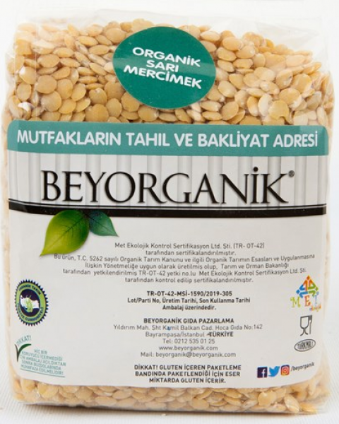 Beyorganik Organik Sarı Mercimek 500 gr