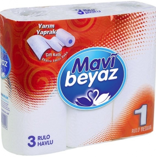 Mavi Beyaz Kağıt Havlu 3 Rulo (3 Rulo)
