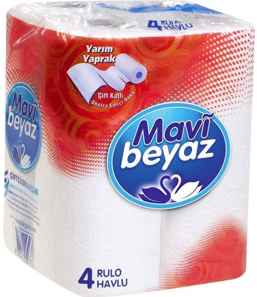 Mavi Beyaz Kağıt Havlu 4 Rulo (4 Rulo)