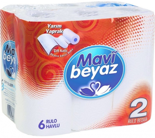 Mavi Beyaz Kağıt Havlu 6 Rulo (6 Rulo)