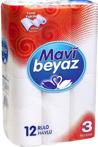 Mavi Beyaz Kağıt Havlu 12 Rulo (12 Rulo)