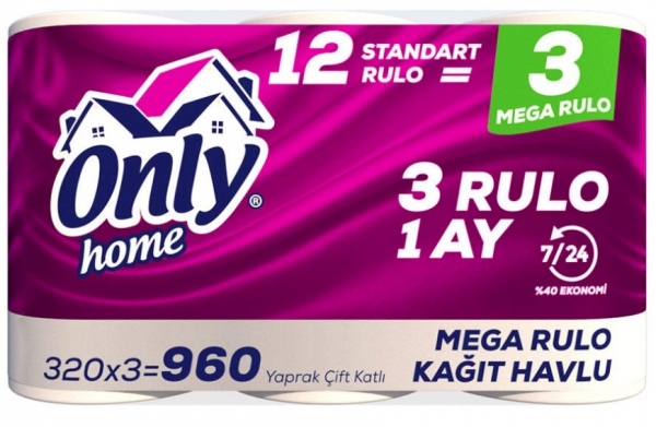Only Home Kağıt Havlu 3 Büyük Rulo