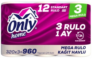 Only Home Kağıt Havlu 3 Büyük Rulo
