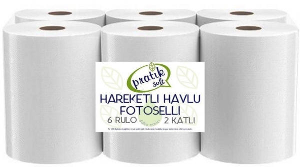 Pratiksoft 21 cm Hareketli Kağıt Havlu 6 Rulo
