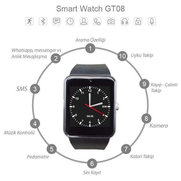 Case 4U GT08 Akıllı Saat