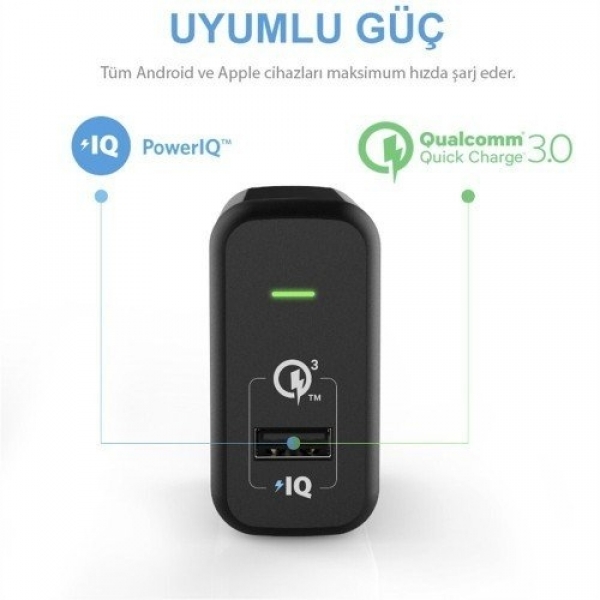 Anker PowerPort+ 1 with Quick Charge 3.0 Şarj Aleti