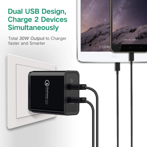 Ugreen 30W QC 3.0 Dual USB Wall Charger Şarj Aleti