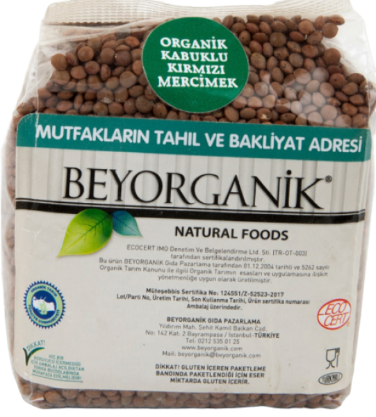 Beyorganik Organik Kabuklu Kırmızı Mercimek 500 gr