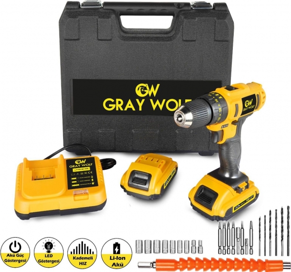 Gray Wolf 32 V 5 Ah Akülü Matkap