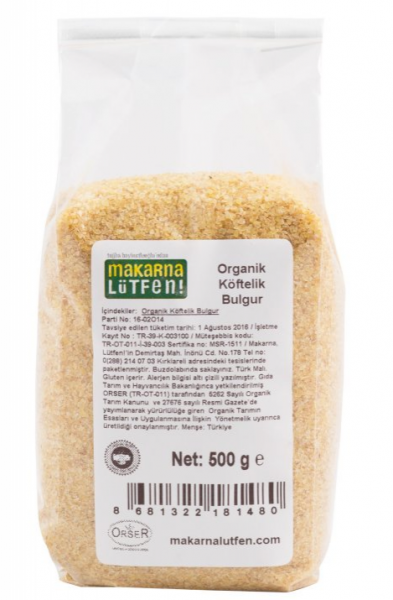 Makarna Lütfen Organik Köftelik Bulgur 500 gr