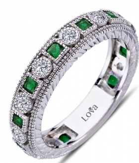Lova 1040082 0.35 Karat Tamtur Zümrütlü Pırlanta Yüzük