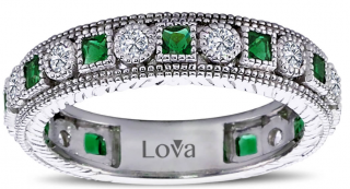 Lova 1040082 0.35 Karat Tamtur Zümrütlü Pırlanta Yüzük