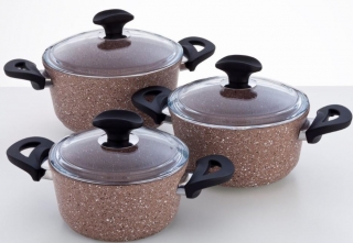 Falez Milk Brown 6 Parça Granit Güveç Tencere Seti