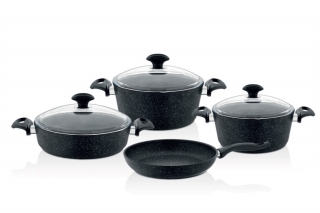 Falez Black Plus 7 Parça Granit Tencere ve Tava Seti