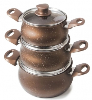 EW's Kitchenware 3 Parça Granit Güveç Tencere Seti