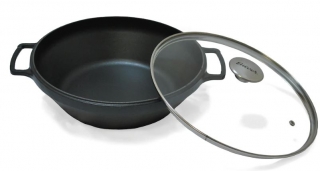 Silver Döküm Cam Kapaklı Wok Tava 28 cm
