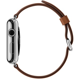 Apple Watch (42 mm) Paslanmaz Çelik Kasa ve Klasik Tokalı Klasik Kahve Kayış Akıllı Saat