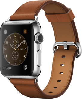 Apple Watch (38 mm) Paslanmaz Çelik Kasa ve Klasik Tokalı Klasik Kahve Kayış Akıllı Saat