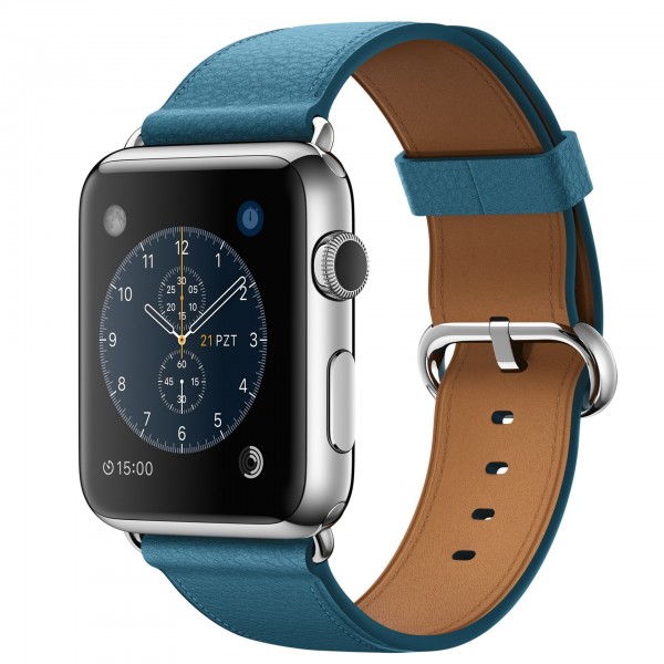 Apple Watch (42 mm) Paslanmaz Çelik Kasa ve Klasik Tokalı Okyanus Mavisi Kayış Akıllı Saat