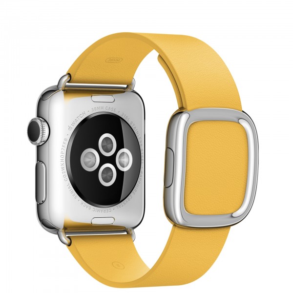 Apple Watch (38 mm) Paslanmaz Çelik Kasa ve Modern Tokalı Marigold Kayış Akıllı Saat