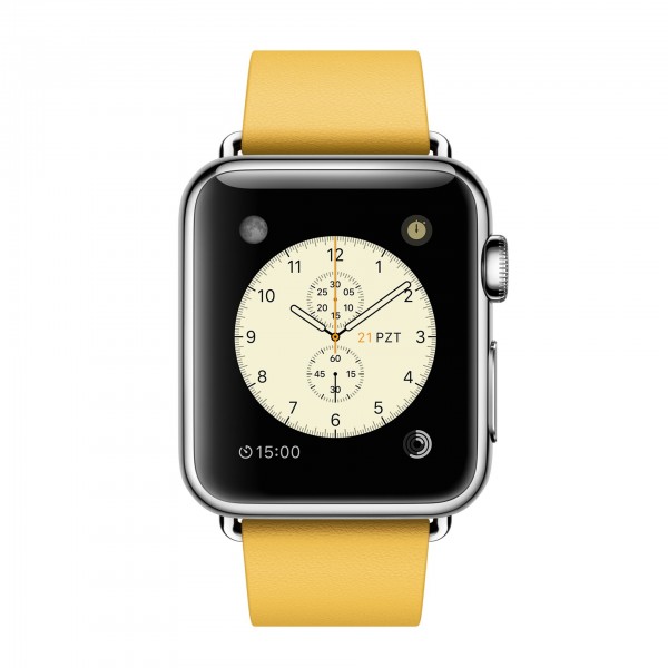 Apple Watch (38 mm) Paslanmaz Çelik Kasa ve Modern Tokalı Marigold Kayış Akıllı Saat
