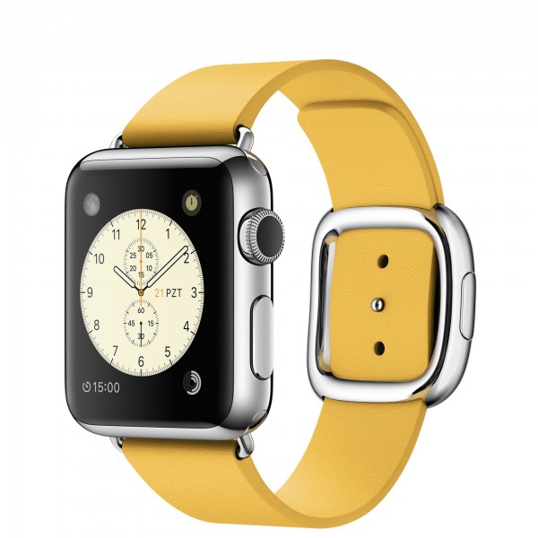 Apple Watch (38 mm) Paslanmaz Çelik Kasa ve Modern Tokalı Marigold Kayış Akıllı Saat