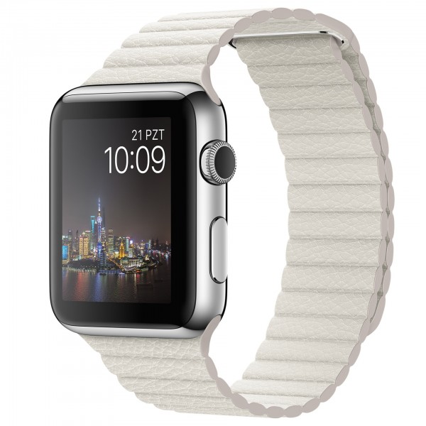 Apple Watch (42 mm) Paslanmaz Çelik Kasa ve Beyaz Deri Loop Akıllı Saat