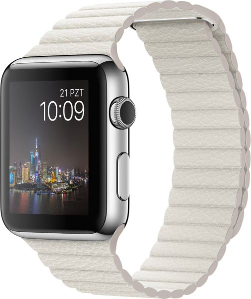 Apple Watch (42 mm) Paslanmaz Çelik Kasa ve Beyaz Deri Loop Akıllı Saat