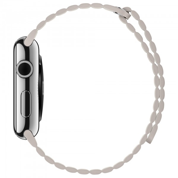 Apple Watch (42 mm) Paslanmaz Çelik Kasa ve Beyaz Deri Loop Akıllı Saat
