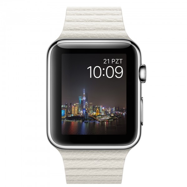 Apple Watch (42 mm) Paslanmaz Çelik Kasa ve Beyaz Deri Loop Akıllı Saat
