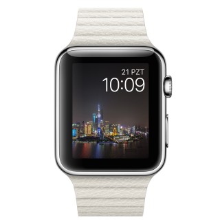 Apple Watch (42 mm) Paslanmaz Çelik Kasa ve Beyaz Deri Loop Akıllı Saat
