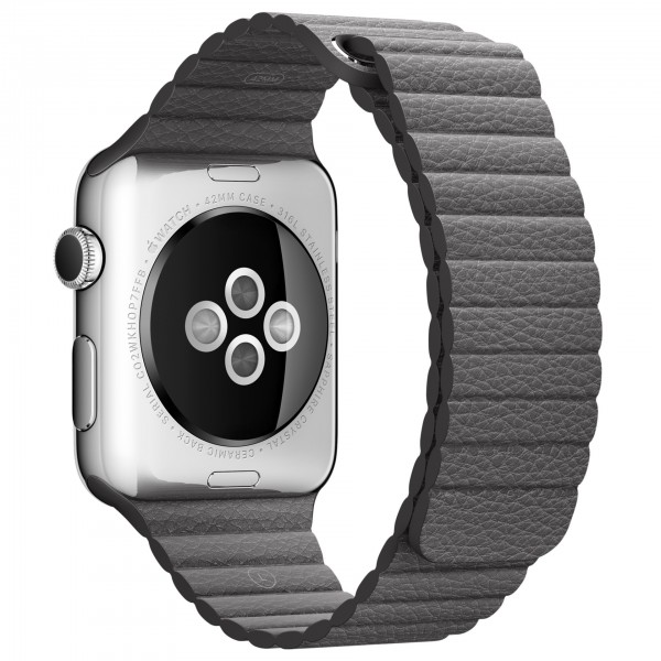 Apple Watch (42 mm) Paslanmaz Çelik Kasa ve Fırtına Grisi Deri Loop Akıllı Saat
