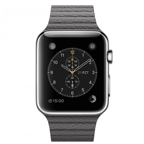 Apple Watch (42 mm) Paslanmaz Çelik Kasa ve Fırtına Grisi Deri Loop Akıllı Saat