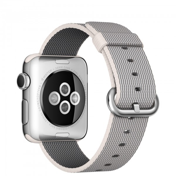 Apple Watch (38 mm) Paslanmaz Çelik Kasa ve Naylon Örme İnci Grisi Kordon Akıllı Saat