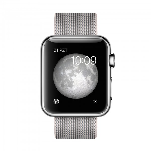 Apple Watch (38 mm) Paslanmaz Çelik Kasa ve Naylon Örme İnci Grisi Kordon Akıllı Saat